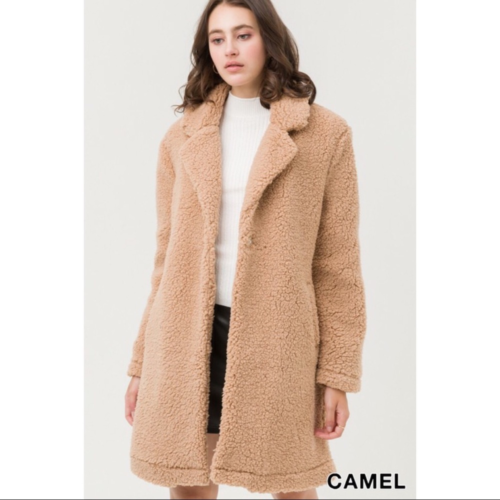 LAST ONE! Teddy Bear Coat - Camel - Picture 2 of 6